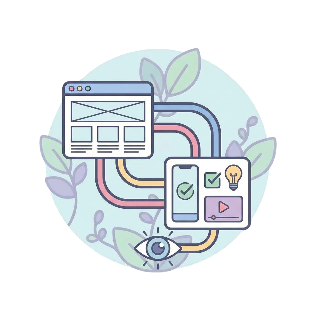 Illustration of secure web and mobile access with connected workflows representing data protection, privacy, and governance.